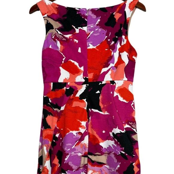 Trina Turk Robles Watercolor Art Sleeveless Halter Style Mini Dress 2 Pink Black - Picture 7 of 15